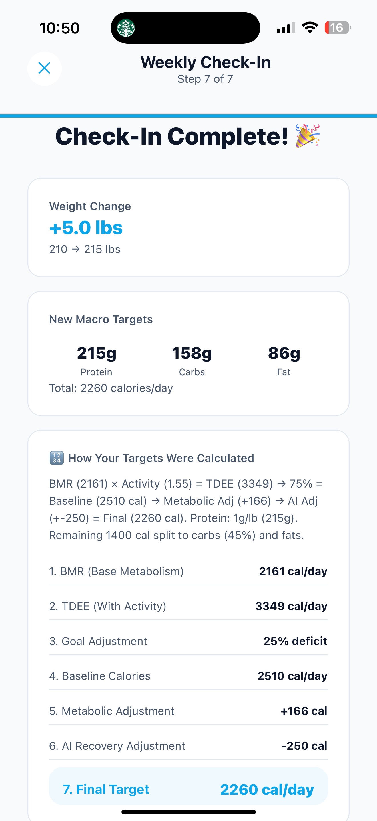 Weekly Check-in Results